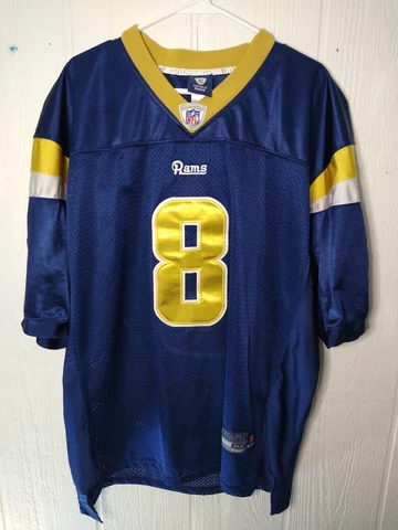 Vtg St Louis Rams Jersey Men's XL 52 Sam Bradford #8 Blue Football Reebok NFL Cover