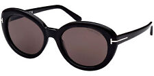 Tom Ford Lily Women's Shiny Black Chunky Oval Sunglasses - FT1009 01A 55 - Italy