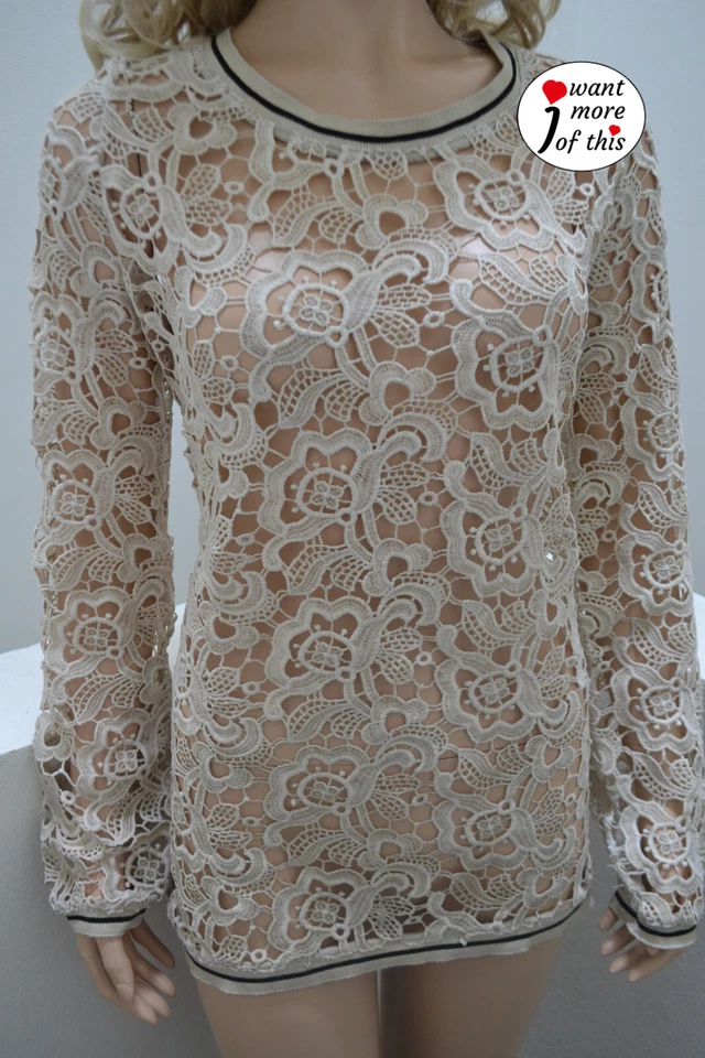 Frog Box Cotton Lace Pullover Spitze Lace 40 beige - Bild 1 von 4