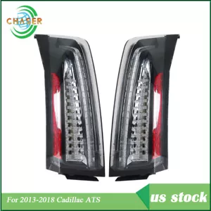 Left+Right Side Tail Lights For 13-18 Cadillac ATS LED Clear Lens Housing Black - Picture 1 of 16