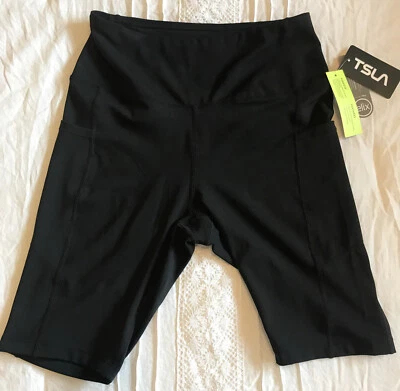 TSLA Progressive Gear Black Women’s Medium Bike Shorts NWT Workout Running Yoga - Image 1 of 4