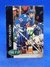 AUTOGRAPH AUTO Scott Pearson Oilers Nordiques 1992-93 Parkhurst #381