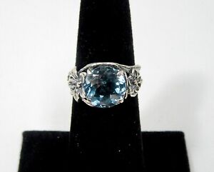 NEW OR PAZ STERLING SILVER 3.00CT TOPAZ FLOWER RING SIZE 6 QVC J274748 ISRAEL
