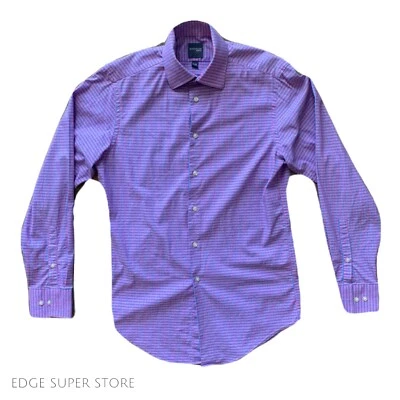 Camisa de vestir Madison azul rojo con botones calce ajustado con cuello talla 14-14,5 pequeña Foto 1 de 3