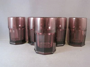 Unique Vintage Purple Mexican Glass Paneled Octagon Base Shot Glasses Set Of 5 - Picture 1 of 4
