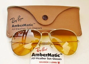 Gafas de sol vintage B&L Ray Ban USA Aviator 58 mm amarillo ámbar para todo tipo de clima - Imagen 1 de 10
