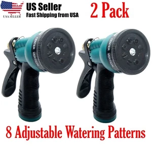Garden Hose Nozzle Spray Heavy Duty High Pressure Leak Proof 8-Pattern US - 2 Pk - Picture 1 of 5
