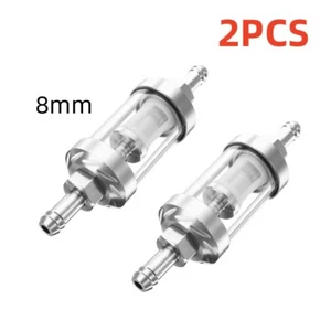 2x Benzinfilter Universal Motorrad 8mm Metall Glas Filter Kraftstofffilter DE - Bild 1 von 12