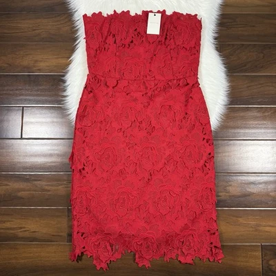 Vestido midi Adelyn Rae para mujer talla grande rojo 3D floral jade sin tirantes Foto 1 de 4
