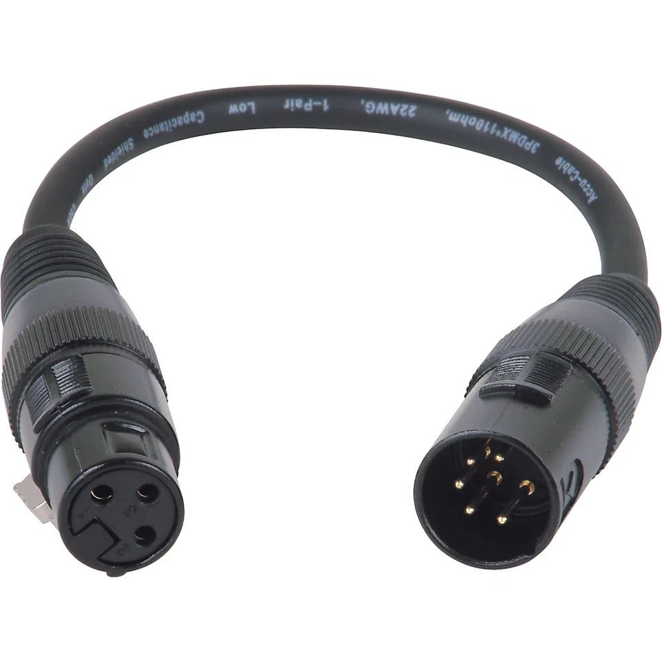 American DJ 5-pin Male to 3-pin Female XLR Turnaround DMX Cable