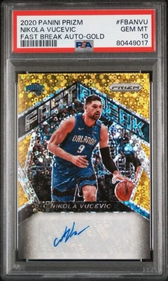 Nikola Vucevic 2020-21 Panini Prizm Fast Break Gold Disco Auto #/10 PSA 10 Pop 1 - image 1 of 2