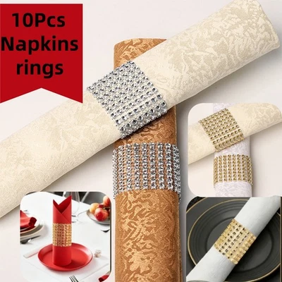 10x Gold/Silver Napkin Rings Set Table Decoration for Wedding Party Dinner Decor - Image 1 of 4