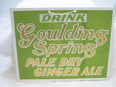 Ml3 - 1920-30-е Goulding Springs Имбирный Эль Уитмен Массачусетс Картонный знак - Изображение 1 из 2