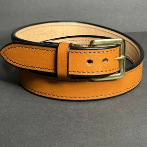 Tucker & Byrd Gürtel Herren 38 hellbraun Leder Messingschnalle Made in Texas Freizeit - Bild 1 von 10