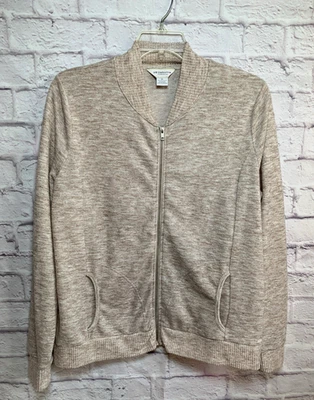 Suéter Liz Claiborne Fin de Semana Beige Cremallera Completa Manga Larga Bolsillos Para Mujer Talla XL Foto 1 de 4