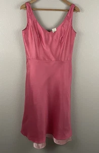 Ann Taylor Damen 6 rosa 100 % Seide Satin Doppel V-Ausschnitt ärmellos Fit Flare Schräg - Bild 1 von 9