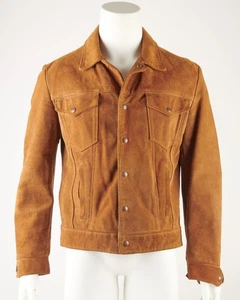 Schott Rust Brown Suede Men's Trucker Jacket Made in USA Sz 40 Excellent!!! - Picture 1 of 24