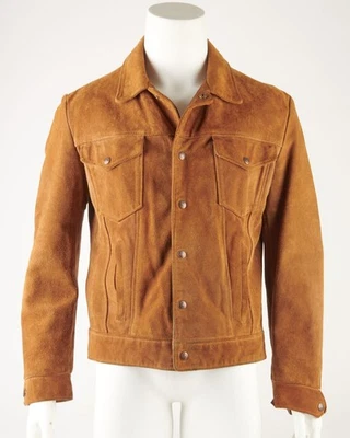 Schott Rust Brown Suede Men's Trucker Jacket Made in USA Sz 40 Excellent!!! - Image 1 of 4