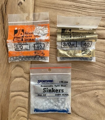 Lote De Colección Pesca Split Shot Sinkers Talla 3/0 South Bend & Sportsman 3 Bolsas Foto 1 de 3