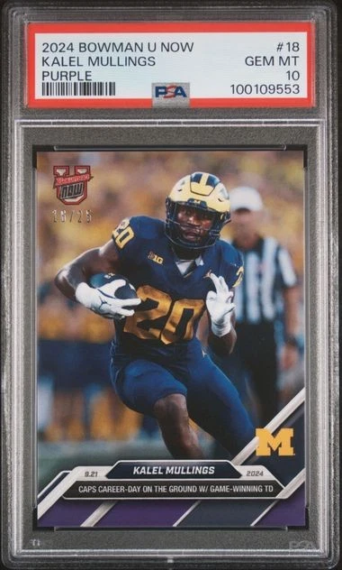 2024 BOWMAN U NOW KALEL MULLINGS 18 PURPLE PSA GEM MT 10 /25 - Image 1 of 2