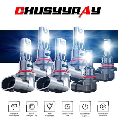 FOR Dodge Charger 2006-2007-2008-2009 6x 6000K LED Headlights Hi/Low Fog Lights - Image 1 of 4