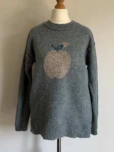 White Stuff Jersey Manzana Talla 10 Azul Espuma de Mar Tejido Lana Merino Alpaca Suéter - Imagen 1 de 10
