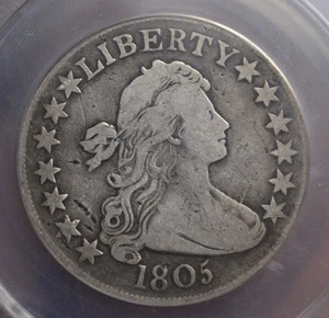 1805 DRAPED BUST HALF DOLLAR ANACS F12 DETAILS - Picture 1 of 6