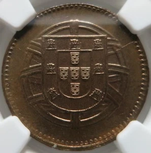 PORTUGAL Republic bronze 2 centavos 1921 NGC UNC Details Graded Globe KEY DATE - Picture 1 of 8