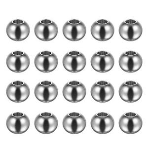 40pcs Beads 10mm Stainless Steel 4mm Hole Dia Bead for DIY Crafts, Silver Tone F