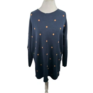 J. Jill Wende Pullover Tunika marine gold gepunktet relaxed Lagenlook Gr. XL - Bild 1 von 10