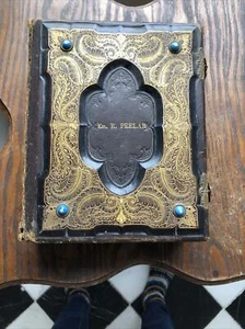 Antique Vintage 1860sUS Civil War Era Family Photo Album Tin types Case Old - Picture 1 of 12