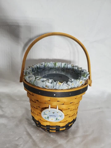 Longaberger 1999 May Series Daisy Basket W/ Ceramic Tag, Liner, & Protector Cover