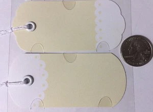IVORY TAGS With TWINE Embellishments (8pc)Jolee's•Die-Cuts•Journaling •Label• - Picture 1 of 7