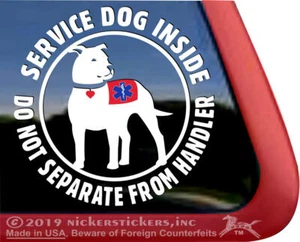 Service Dog Inside, Do Not Separate | Pit Bull Window Decal - Picture 1 of 3