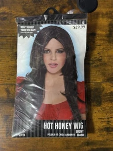 Amscan Women's Hot Honey Halloween Cosplay Wig Ebony 1pc - Picture 1 of 4