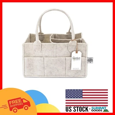 Elegant White Diaper Caddy with Adjustable Dividers - Perfect for Nursery Use - Image 1 of 4