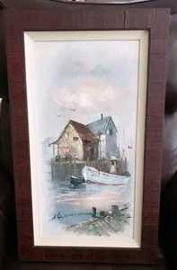 ALAN J. SIMPSON (1941-2007) Seascape Oil on Canvas Original Vintage Painting - Picture 1 of 11