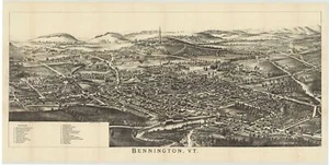 Pocket Bird’s Eye View of Bennington Vermont Ca 1891 Burleigh - Picture 1 of 1