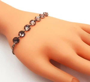 Elegant Italian Sterling Silver 925 Rhinestone Woman's Adjustable Bracelet  - Picture 1 of 7