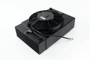 CSF Black Aluminum Universal Race 2-Row Radiator w/ 9" SPAL Fan & Fittings - Picture 1 of 9