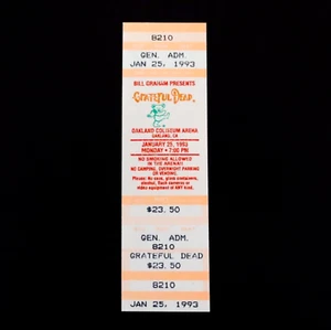 Grateful Dead Ticket Oakland Coliseum California 1/25/93 1/25/1993 Dancing Bear - Picture 1 of 12