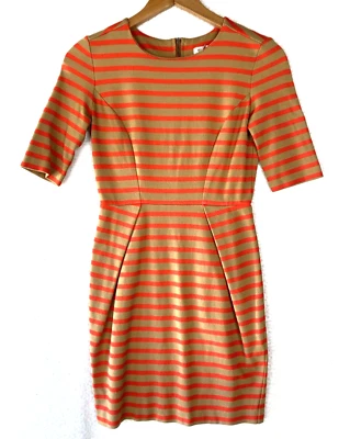 Mini Vestido Funda Fossil Para Mujer XSmall Naranja Tostado Rayas Elastizado Trabajo Oficina Foto 1 de 4