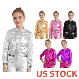 Kids Girls Long Sleeve Outerwear Stand Collar Patchwork Style Zipper Jacket - Picture 1 of 122