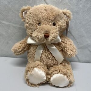 Cooper Teddy Bear 10 Inch Soft Plush Stuffed Animal Light Tan White Ribbon