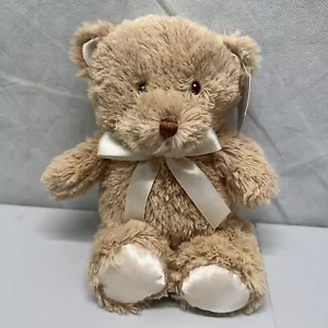 Cooper Teddy Bear 10 Inch Soft Plush Stuffed Animal Light Tan White Ribbon - Picture 1 of 5