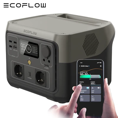 ECOFLOW Tragbare Powerstation RIVER 2 MAX 1000W Max 230V LiFePO4 Solargenerator - Bild 1 von 4