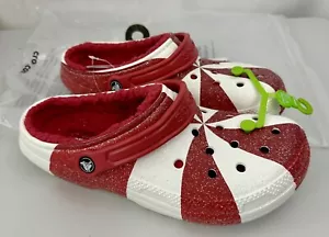 Men's 10/W 12 Crocs Classic Lined Holiday Clog Red & White 206913-119 Candy Cane - Picture 1 of 12