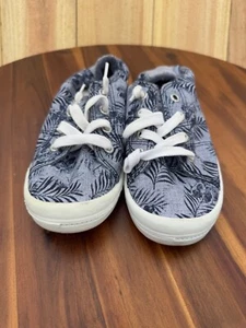 Roxy Women's Bayshore 3 Blue Tropical Print Pull On Shoe Sneaker Size 6.5 - Picture 1 of 10