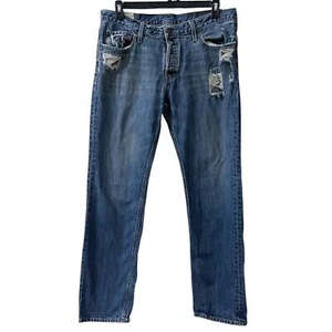 Hollister Men’s Jeans 36x32 Slim Straight Medium Wash Distressed Y2K Preppy - Picture 1 of 5