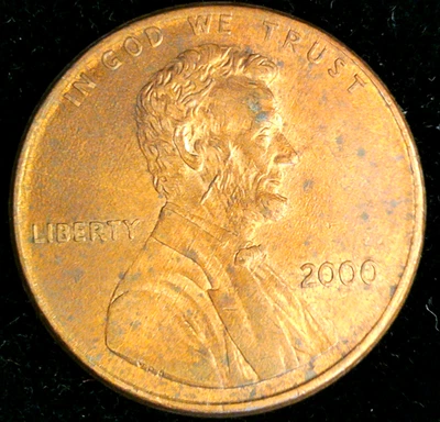2000p Lincoln cent w/ "spear thru the cheek" - Image 1 of 4